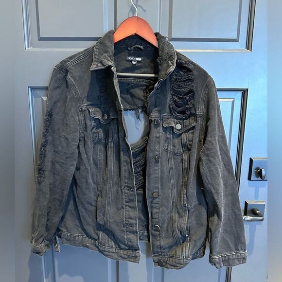 Very rock and roll black jeans jacket - Picture 1 of 5